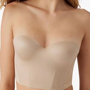 B. Tempted by Wacoal, strapless low-back bustier-style bra. Size 32DD